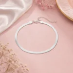 Flat Sleek Silver-Tone Chain Anklet