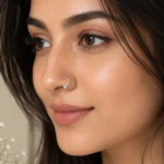 Silver-Tone Feather Cubic Zirconia Nose Hoop