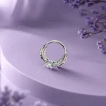 Silver-Tone Feather Cubic Zirconia Nose Hoop