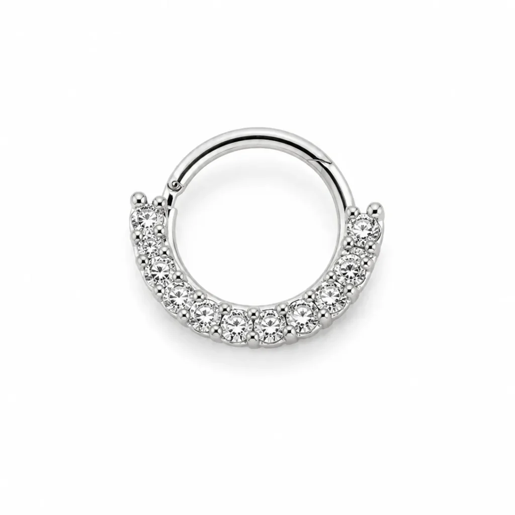Cubic Zirconia Half-Eternity Hinged Nose Ring