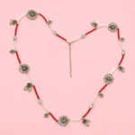 Handmade Red & White Beaded Charm Waist Chain