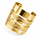 Gold-Tone Textured Wide Cuff Bracelet