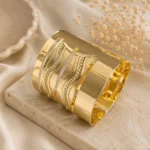 Gold-Tone Textured Wide Cuff Bracelet