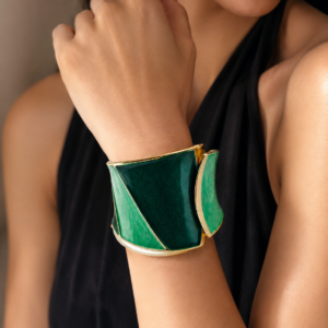 Gold-Tone Designer Wide Cuff Bracelet