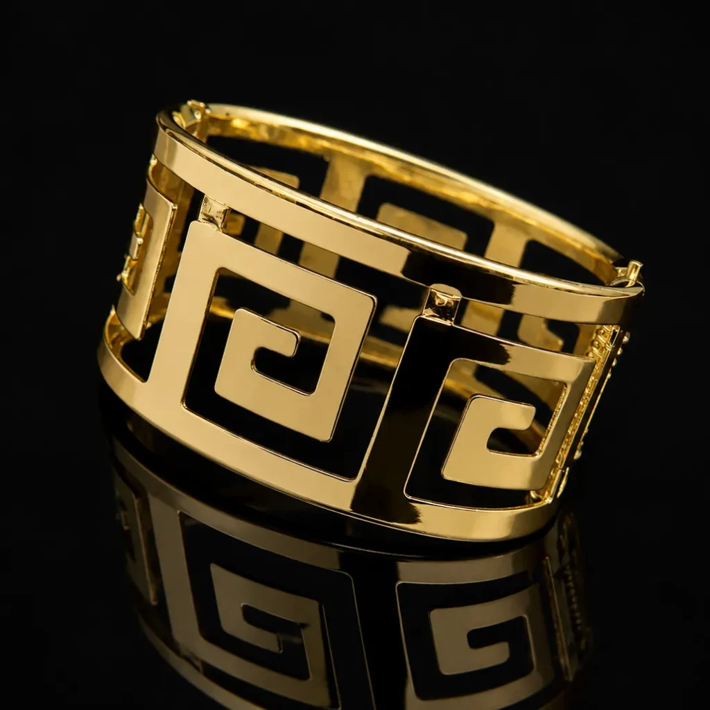 Greek Key Cutout Wide Cuff Bracelet