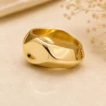 Gold-Tone White Oval Cuff Bracelet