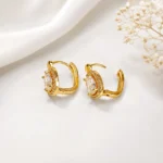Gold-Tone Oval Cubic Zirconia Stud Earrings