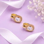 Gold-Tone Oval Cubic Zirconia Stud Earrings