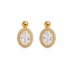 Gold-Tone Oval Cubic Zirconia Stud Earrings