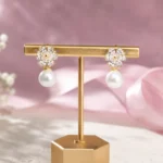 Gold-Tone Floral Pearl Stud Earrings