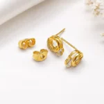 Gold-Tone Circular Cubic Zirconia Stud Earrings