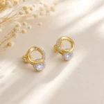 Gold-Tone Circular Cubic Zirconia Stud Earrings