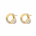 Gold-Tone Circular Cubic Zirconia Stud Earrings