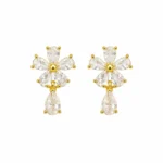 Gold-Tone Floral Cubic Zirconia Drop Earrings