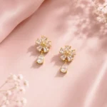 Gold-Tone Floral Cubic Zirconia Drop Earrings