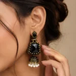 Traditional Resin Crystal Stone Jhumka Earrings