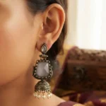 Traditional Resin Crystal Stone Jhumka Earrings