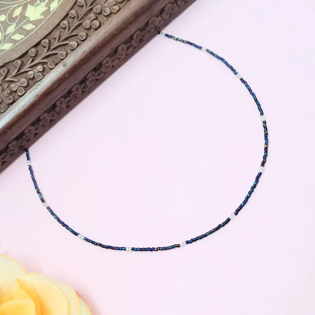 Midnight Blue Seed Bead Choker Necklace