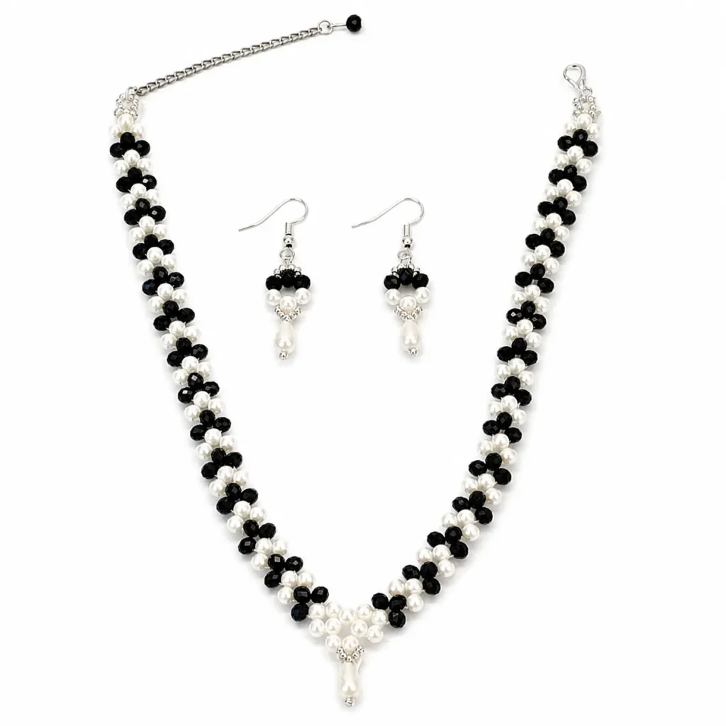 Handmade Floral Necklace & Earrings Set
