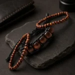 Men's Leather Wrap Bracelet with Wooden Beads