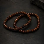 Men's Leather Wrap Bracelet with Wooden Beads