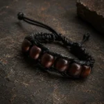 Men's Leather Wrap Bracelet with Wooden Beads