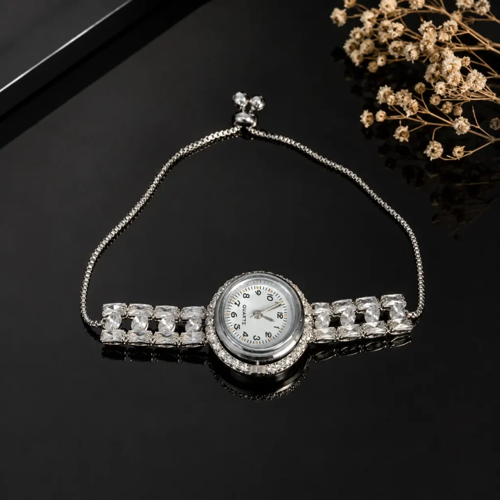 Women's Silver-Tone Cubic Zirconia Bracelet Watch