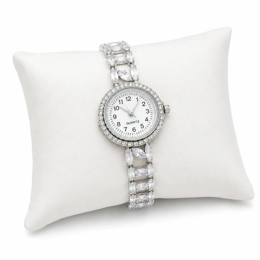 Women's Silver-Tone Cubic Zirconia Bracelet Watch