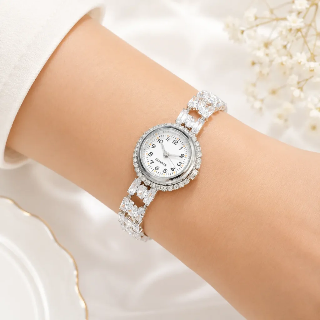 Women's Silver-Tone Cubic Zirconia Bracelet Watch