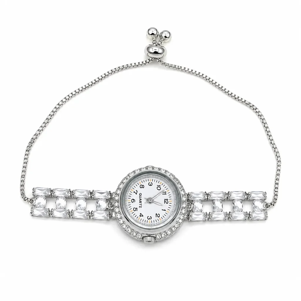Women's Silver-Tone Cubic Zirconia Bracelet Watch