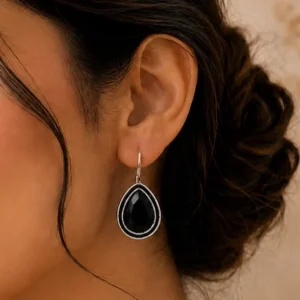 Classic Silver-Tone Crystal Teardrop Earrings
