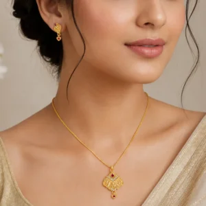 Geometric Gold-Plated Cubic Zirconia Pendant Set