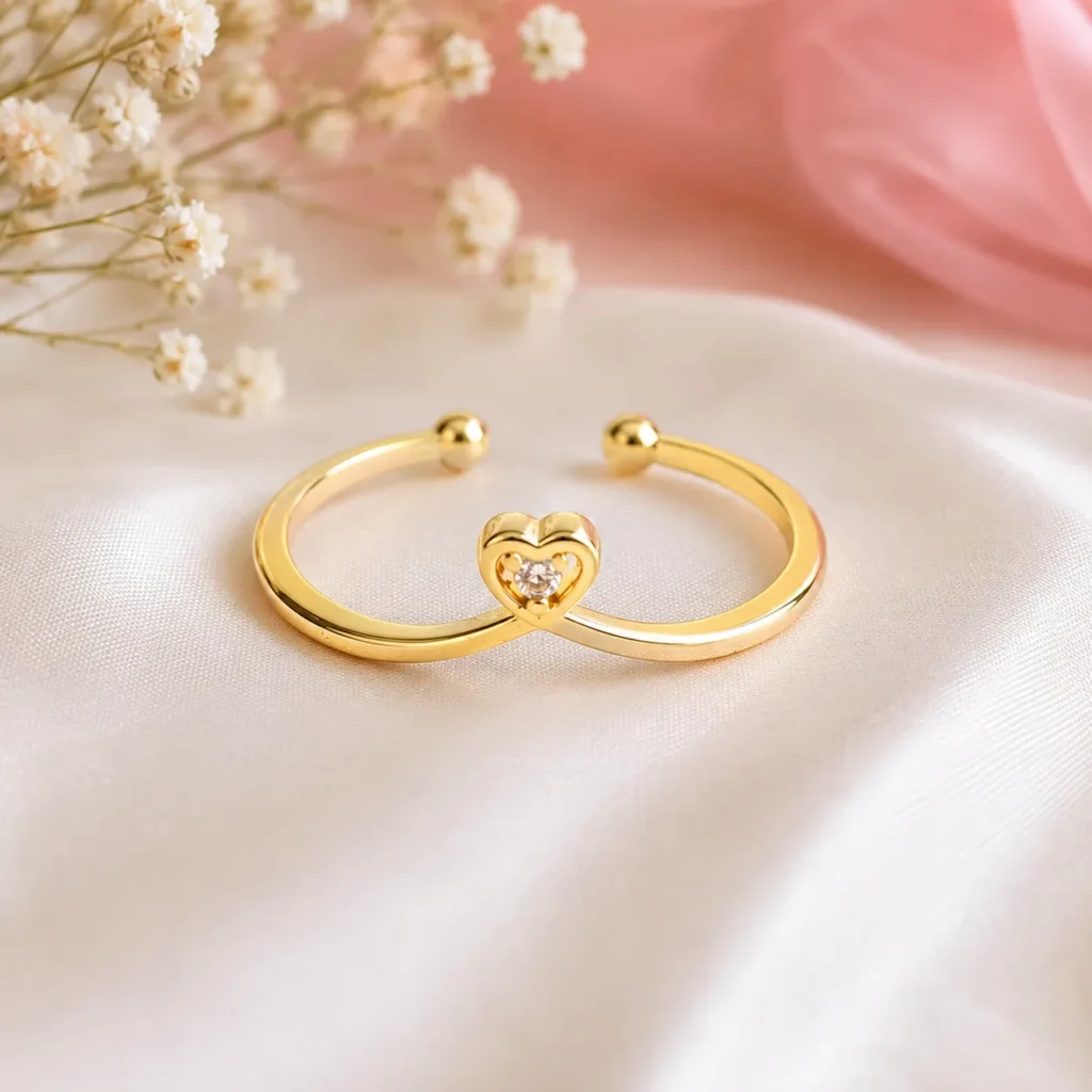 Open Band Cubic Zirconia Heart Ring