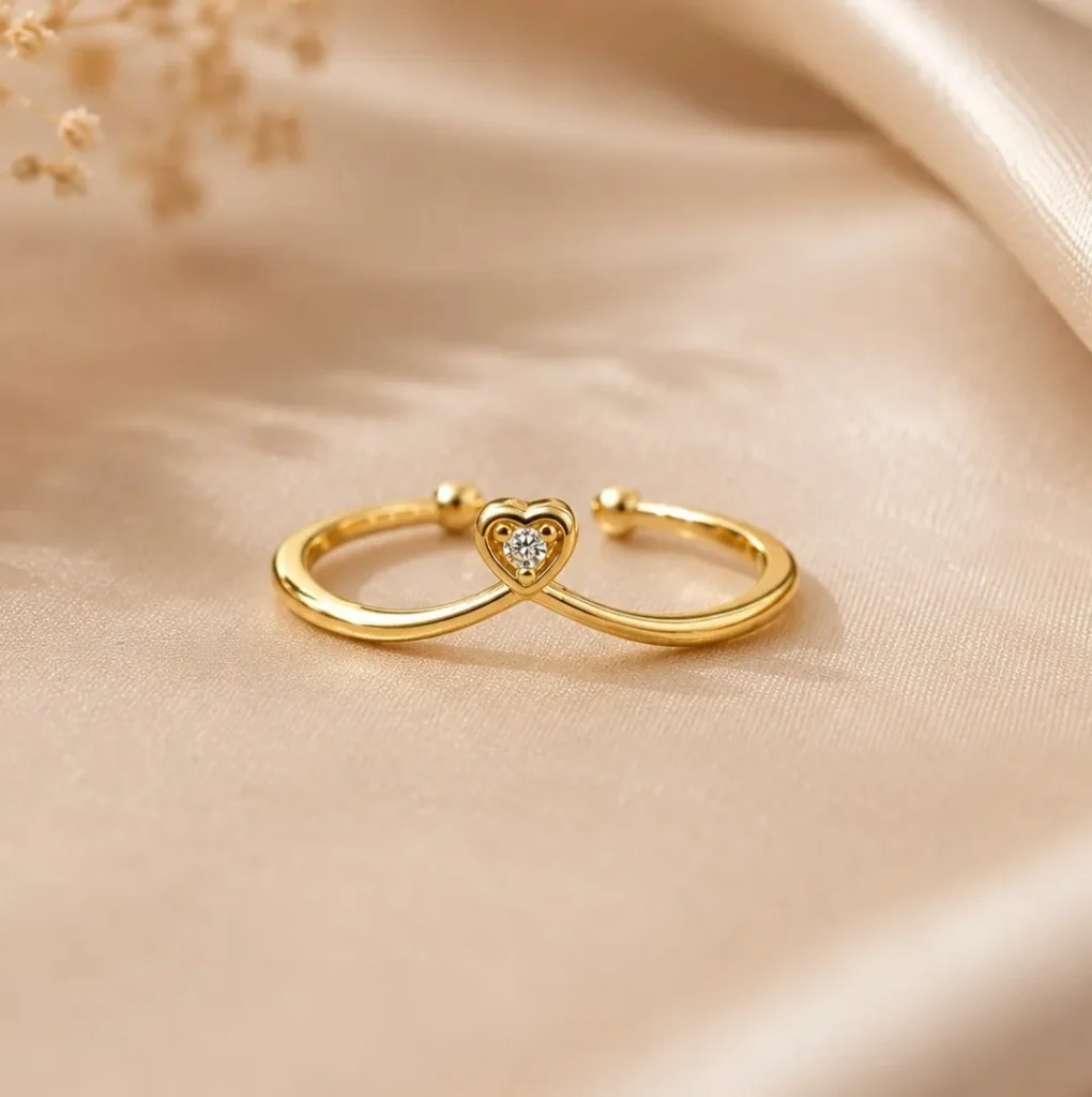 Open Band Cubic Zirconia Heart Ring