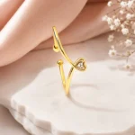 Open Band Cubic Zirconia Heart Ring