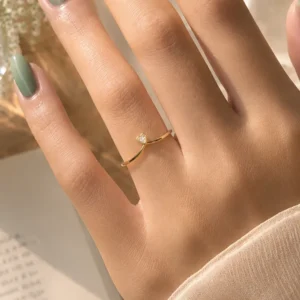 Open Band Cubic Zirconia Heart Ring