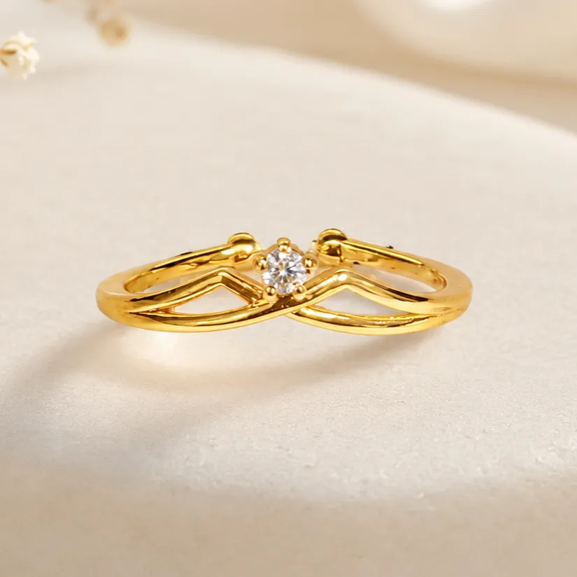 Women's Gold-Tone Solitaire CZ Ring
