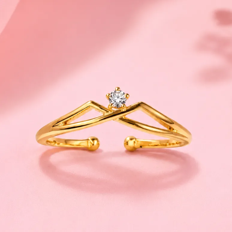 Women's Gold-Tone Solitaire CZ Ring