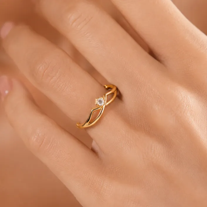 Women's Gold-Tone Solitaire CZ Ring