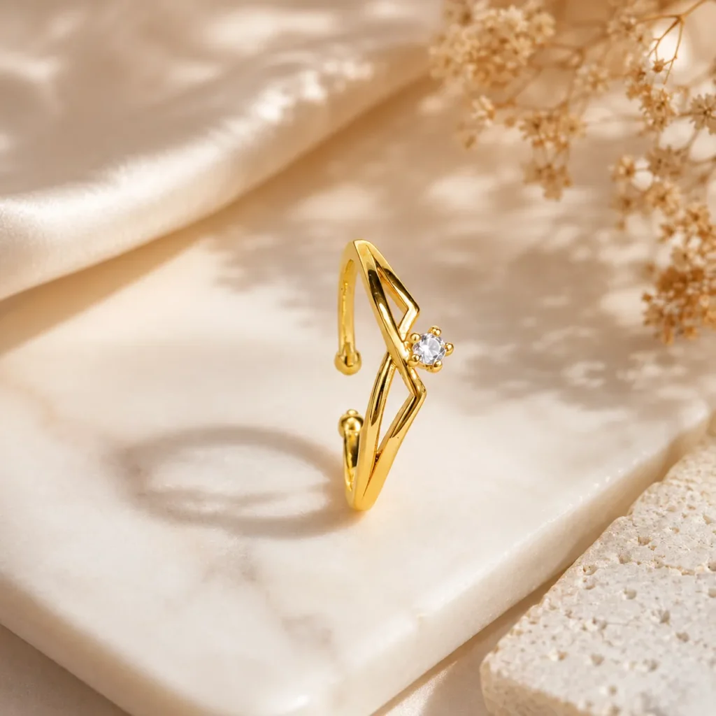 Women's Gold-Tone Solitaire CZ Ring