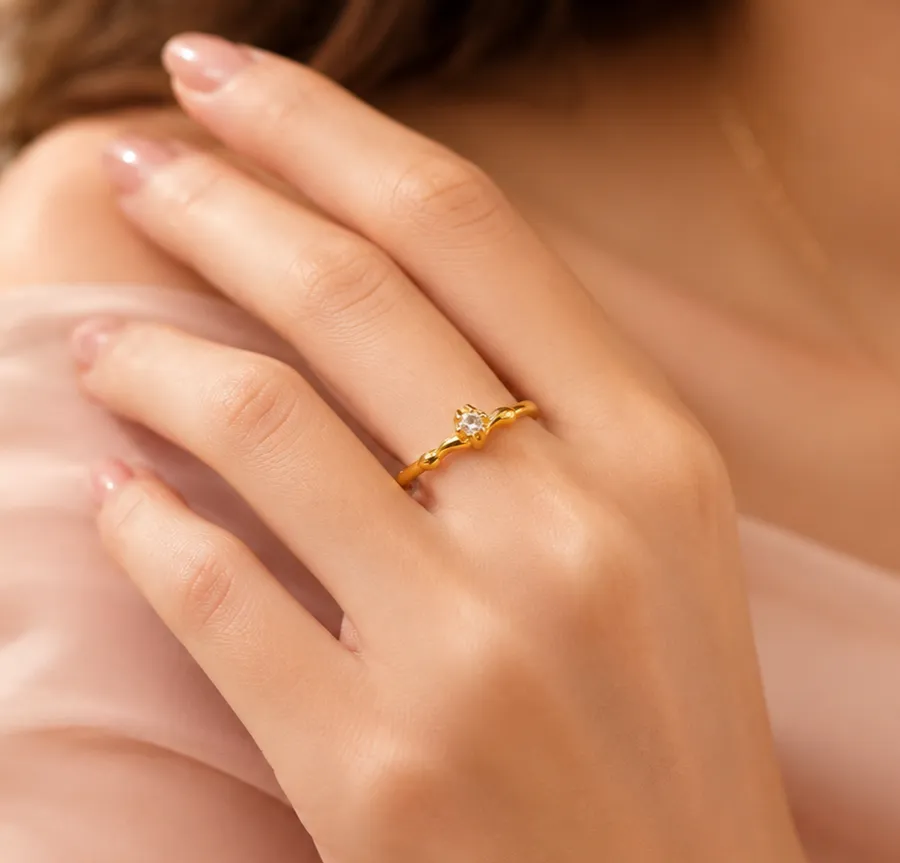 Solitaire Open Band CZ Ring for Women