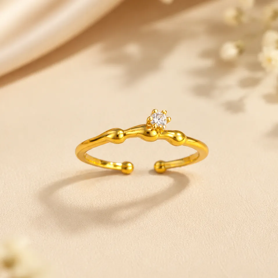 Solitaire Open Band CZ Ring for Women
