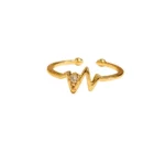 Gold-Tone Cubic Zirconia Heartbeat Wave Ring