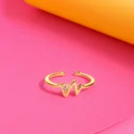 Gold-Tone Cubic Zirconia Heartbeat Wave Ring