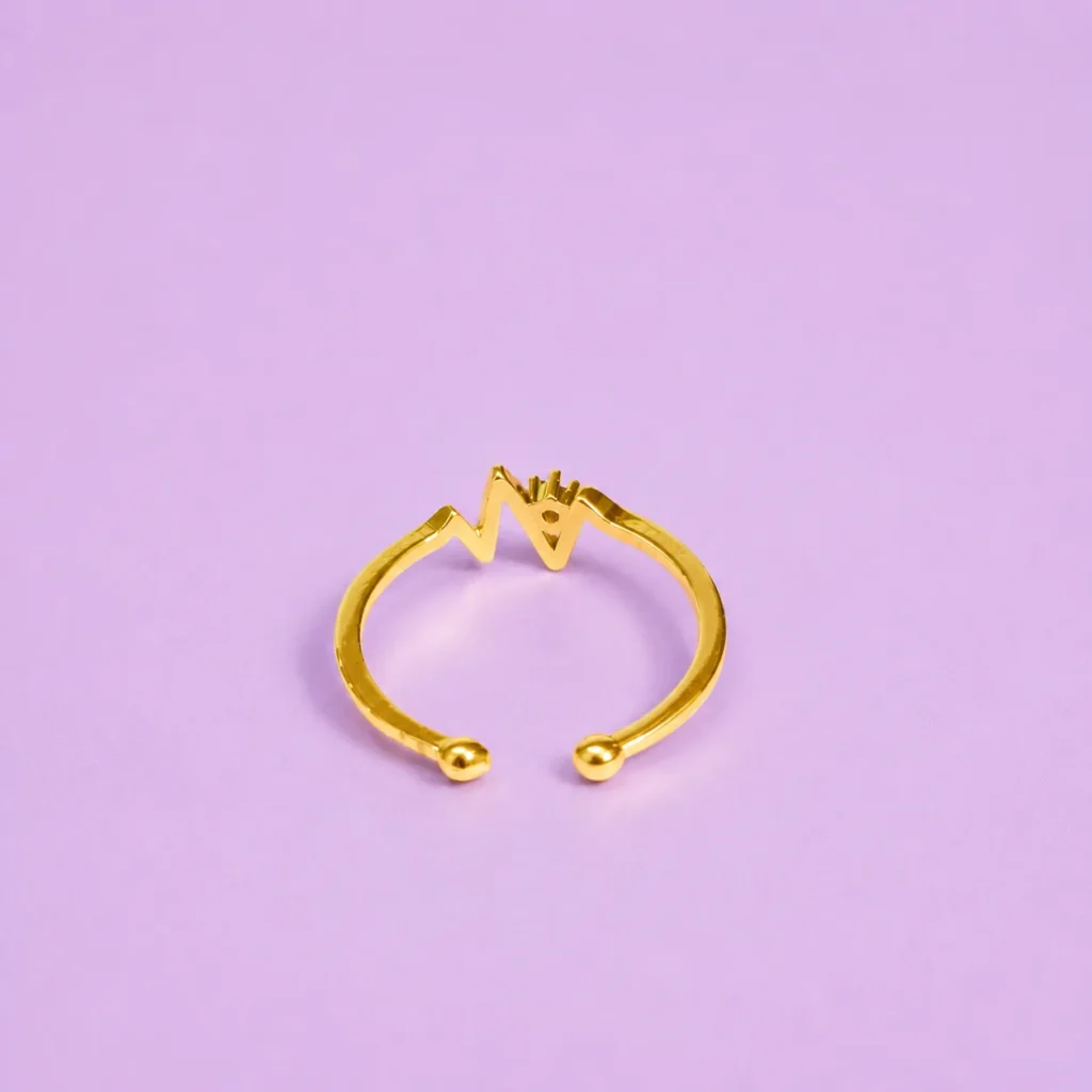 Gold-Tone Cubic Zirconia Heartbeat Wave Ring