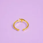 Gold-Tone Cubic Zirconia Heartbeat Wave Ring