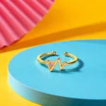 Gold-Tone Cubic Zirconia Heartbeat Wave Ring