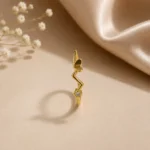 Gold-Tone Heartbeat Ring With Heart Accent