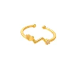 Gold-Tone Heartbeat Ring With Heart Accent
