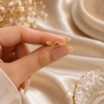 Gold-Tone Heartbeat Ring With Heart Accent